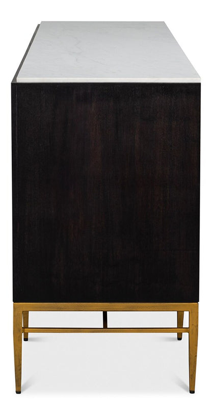 Sarreid Ltd - Palisade Shagreen Credenza, Black - 54169 veiw 10