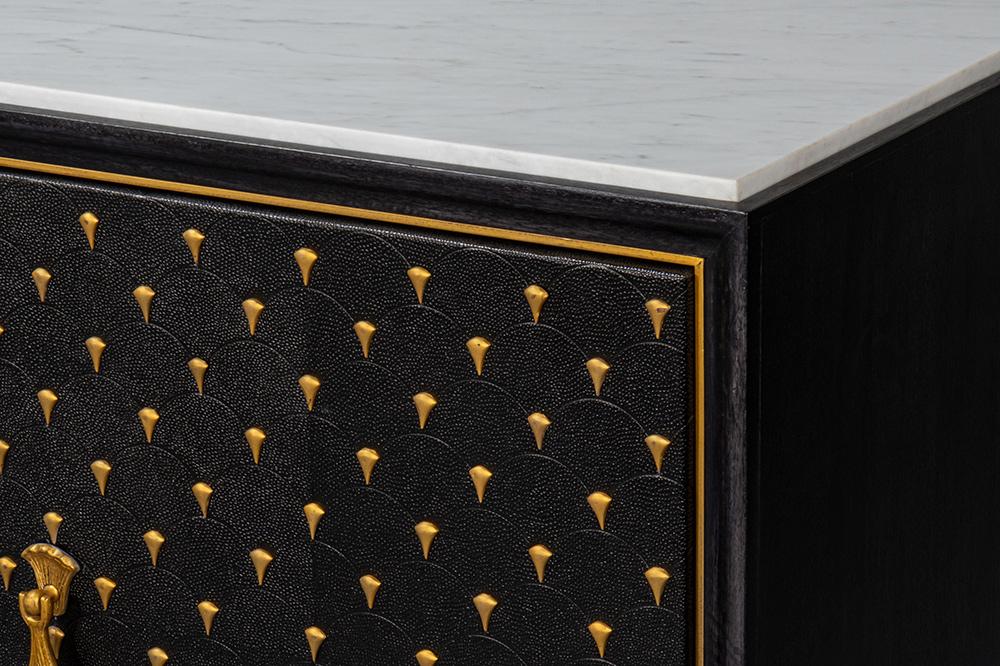 Sarreid Ltd - Palisade Shagreen Credenza, Black - 54169 veiw 11