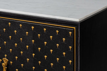 Sarreid Ltd - Palisade Shagreen Credenza, Black - 54169 veiw 11