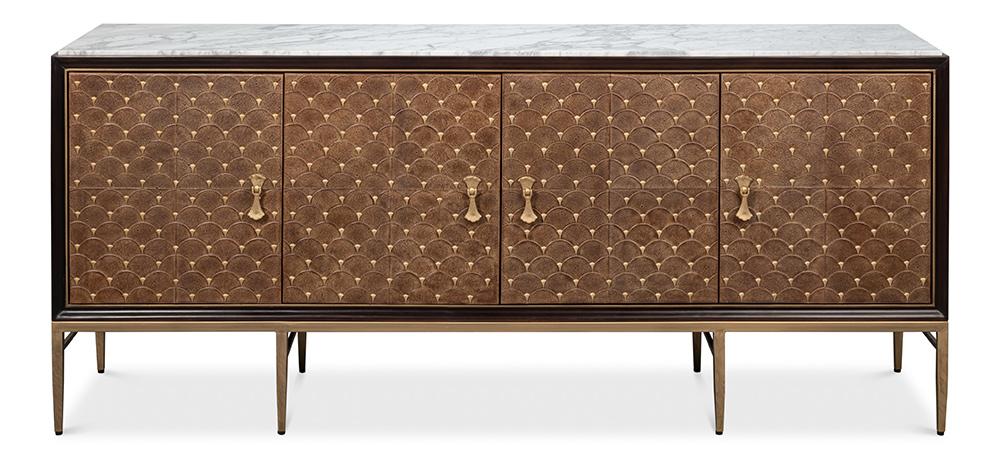 Sarreid Ltd - Palisade Shagreen Credenza - Tan - 54161 veiw 2
