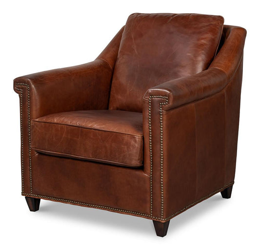 Sarreid Ltd - Vandike Arm Chair, Newark Brown - 54195 veiw 1