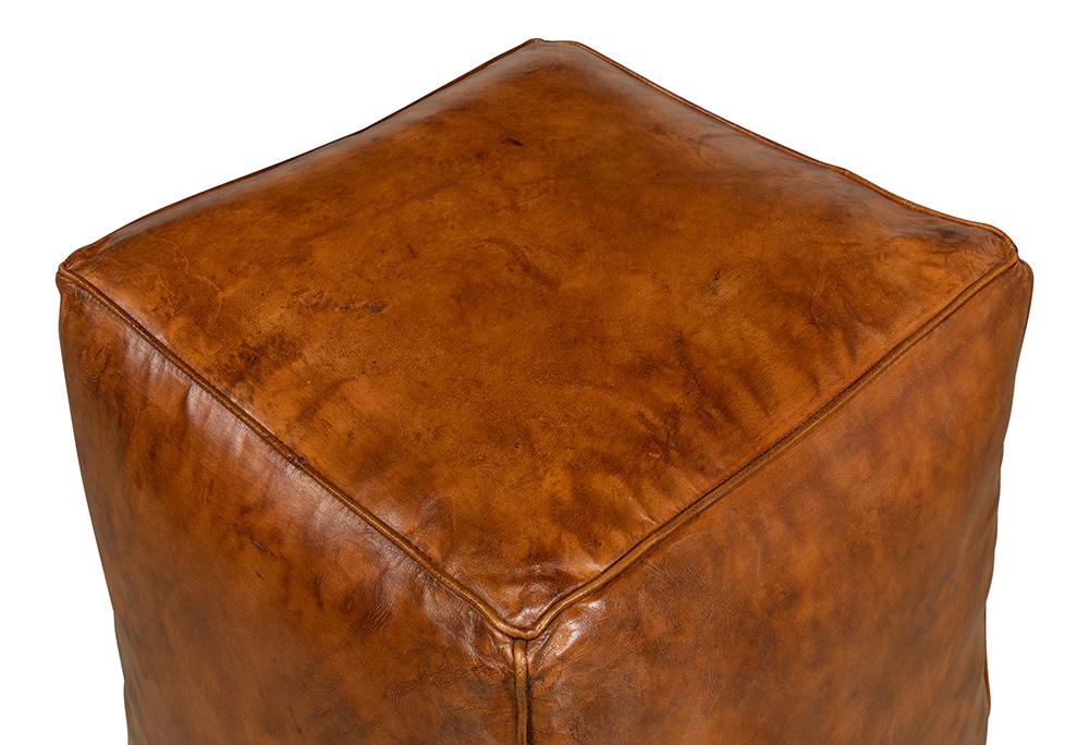 Sarreid Ltd - Sunday Afternoon Leather Cube,Natural - 26896 veiw 4