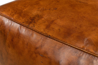 Sarreid Ltd - Sunday Afternoon Leather Cube,Natural - 26896 veiw 5
