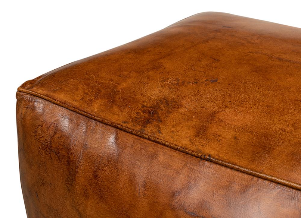 Sarreid Ltd - Sunday Afternoon Leather Cube,Natural - 26896 veiw 6