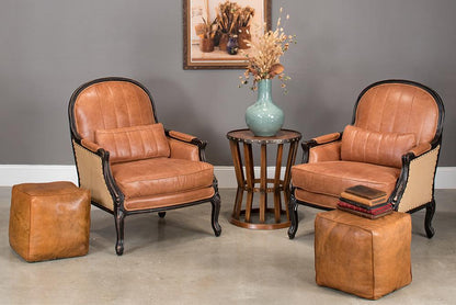 Sarreid Ltd - Sunday Afternoon Leather Cube,Natural - 26896 veiw 7