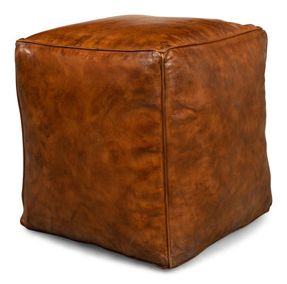 Sarreid Ltd - Sunday Afternoon Leather Cube,Natural - 26896 veiw 8