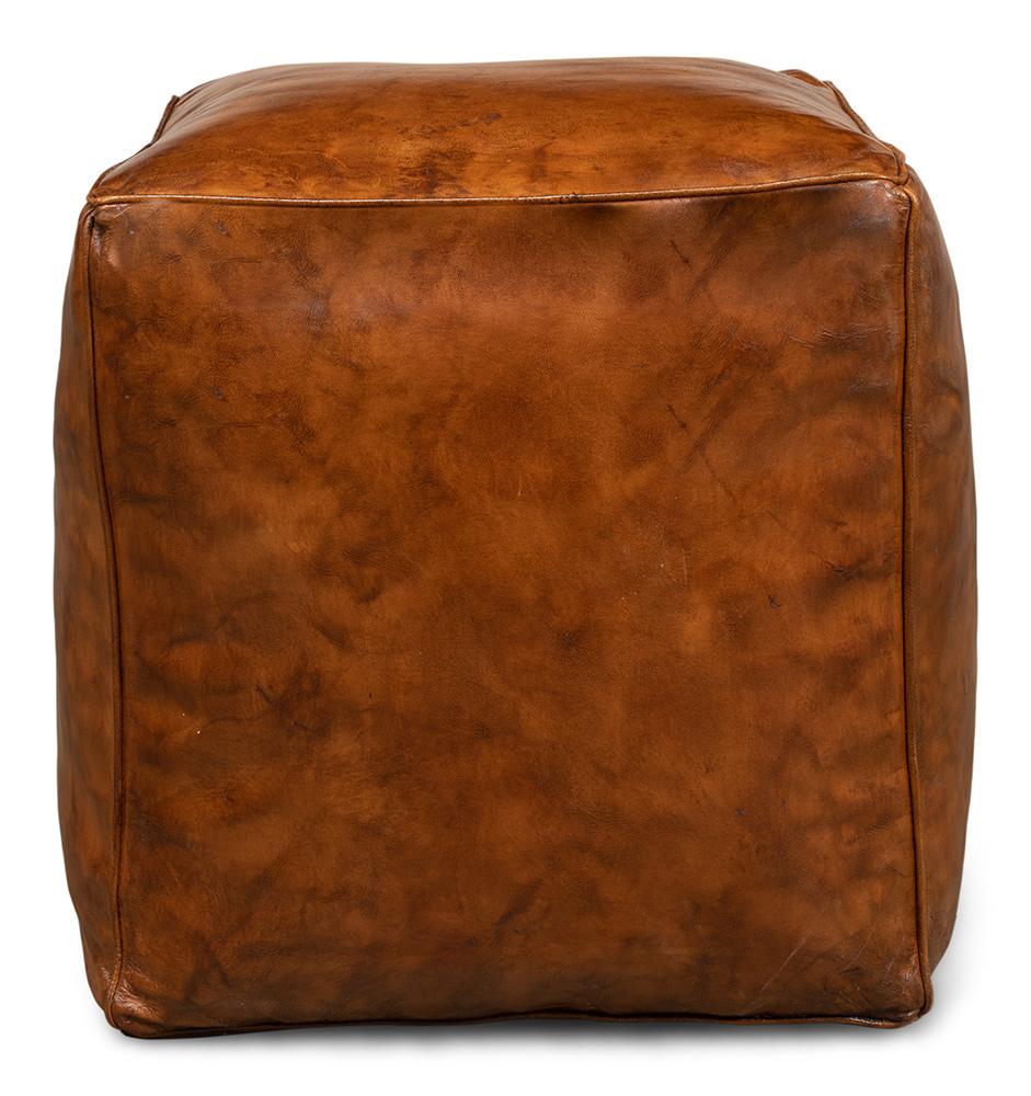 Sarreid Ltd - Sunday Afternoon Leather Cube,Natural - 26896 veiw 9