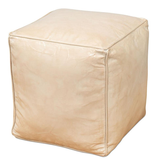 Sarreid Ltd - Sunday Afternoon Leather Cube, Taupe - 54035 veiw 1