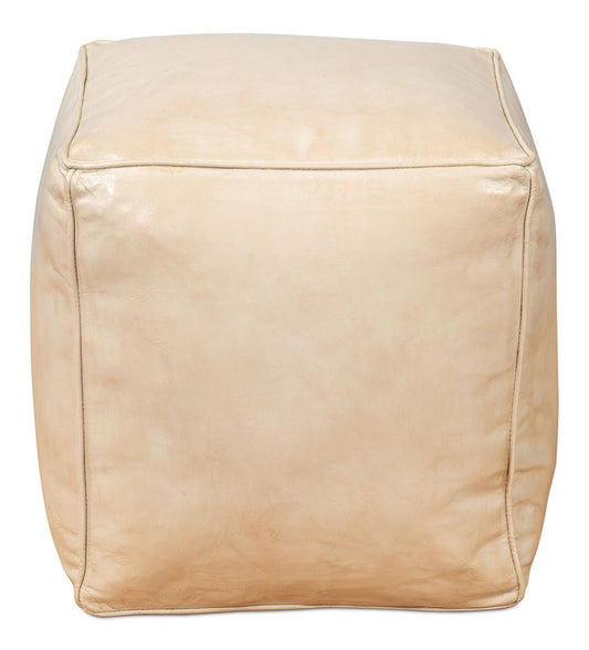 Sarreid Ltd - Sunday Afternoon Leather Cube, Taupe - 54035 veiw 2