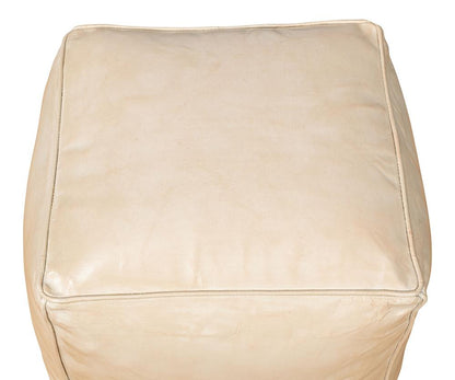 Sarreid Ltd - Sunday Afternoon Leather Cube, Taupe - 54035 veiw 4