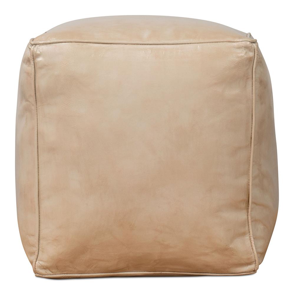 Sarreid Ltd - Sunday Afternoon Leather Cube, Taupe - 54035 veiw 7