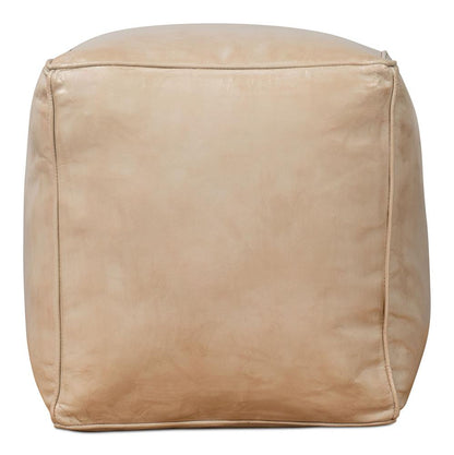 Sarreid Ltd - Sunday Afternoon Leather Cube, Taupe - 54035 veiw 7