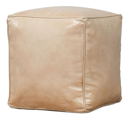 Sarreid Ltd - Sunday Afternoon Leather Cube, Taupe - 54035 veiw 8