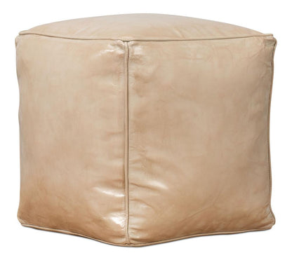 Sarreid Ltd - Sunday Afternoon Leather Cube, Taupe - 54035 veiw 11