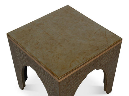 Sarreid Ltd - Croco Embossed Leather Stool, Ant. Green - 54011-3 veiw 5