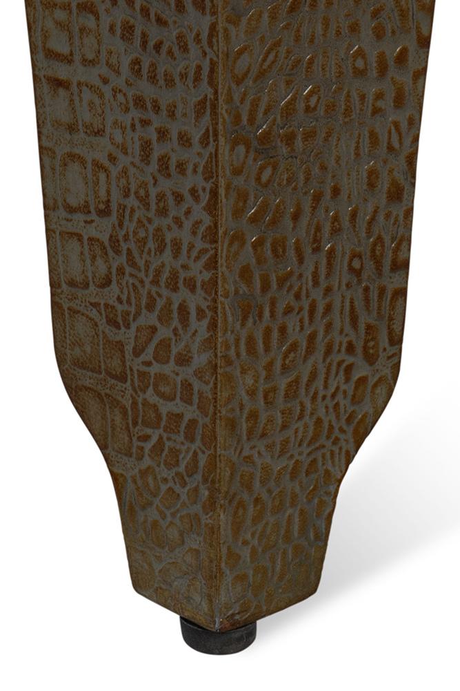 Sarreid Ltd - Croco Embossed Leather Stool, Ant. Green - 54011-3 veiw 9