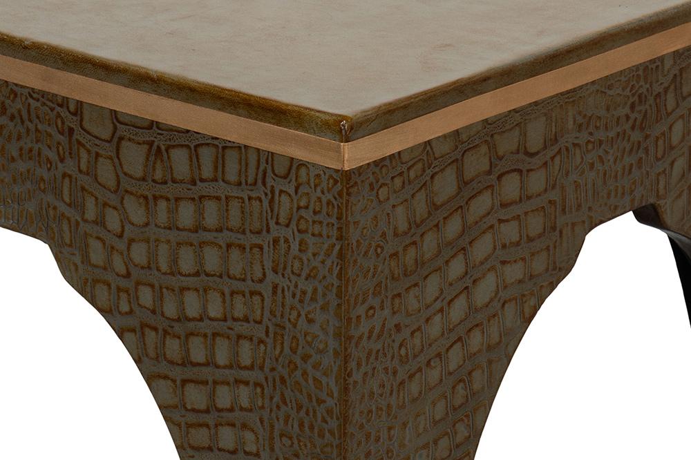 Sarreid Ltd - Croco Embossed Leather Stool, Ant. Green - 54011-3 veiw 11