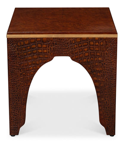 Sarreid Ltd - Croco Embossed Leather Stool,Tan Tessoro - 54011-4 veiw 2