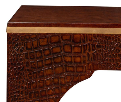 Sarreid Ltd - Croco Embossed Leather Stool,Tan Tessoro - 54011-4 veiw 10