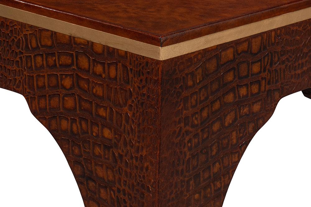 Sarreid Ltd - Croco Embossed Leather Stool,Tan Tessoro - 54011-4 veiw 11
