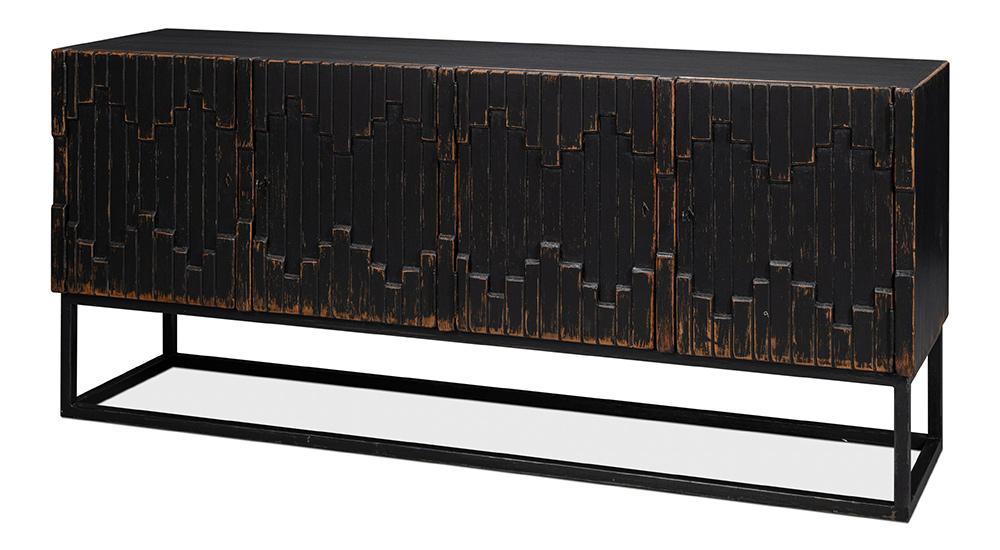 Sarreid Ltd - Aztec Sideboard, Black - 40383-5 veiw 1