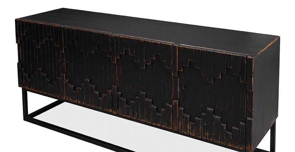 Sarreid Ltd - Aztec Sideboard, Black - 40383-5 veiw 4