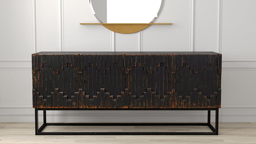 Sarreid Ltd - Aztec Sideboard, Black - 40383-5 veiw 7