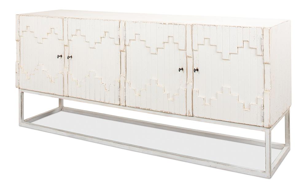 Sarreid Ltd - Aztec Sideboard On Stand, Whitewash - 40383 veiw 1