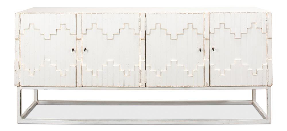 Sarreid Ltd - Aztec Sideboard On Stand, Whitewash - 40383 veiw 2