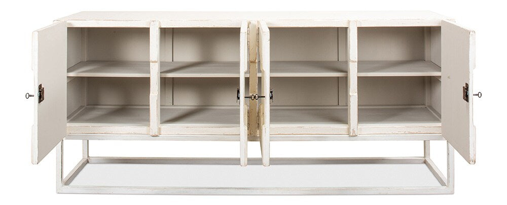 Sarreid Ltd - Aztec Sideboard On Stand, Whitewash - 40383 veiw 3
