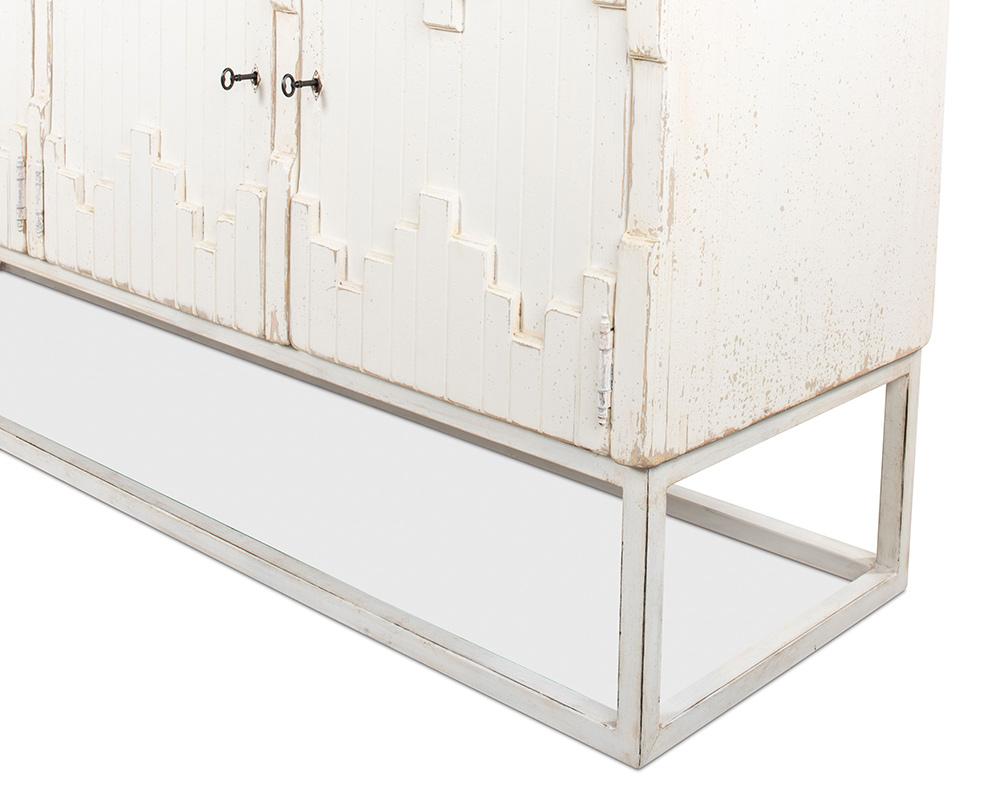 Sarreid Ltd - Aztec Sideboard On Stand, Whitewash - 40383 veiw 11