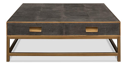 Sarreid Ltd - Gideon Shagreen Sq.Coffee Table,Ant.Grey - 53552-1 veiw 2