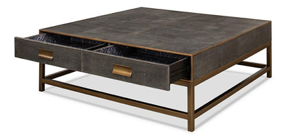 Sarreid Ltd - Gideon Shagreen Sq.Coffee Table,Ant.Grey - 53552-1 veiw 3