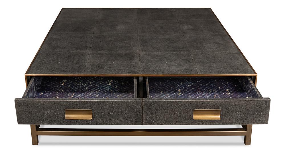 Sarreid Ltd - Gideon Shagreen Sq.Coffee Table,Ant.Grey - 53552-1 veiw 5