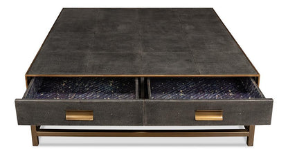 Sarreid Ltd - Gideon Shagreen Sq.Coffee Table,Ant.Grey - 53552-1 veiw 5