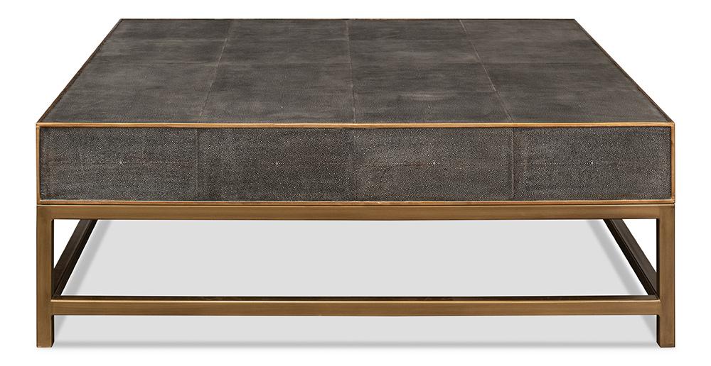 Sarreid Ltd - Gideon Shagreen Sq.Coffee Table,Ant.Grey - 53552-1 veiw 7