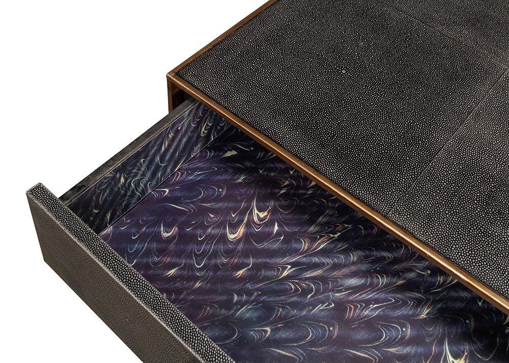 Sarreid Ltd - Gideon Shagreen Sq.Coffee Table,Ant.Grey - 53552-1 veiw 10