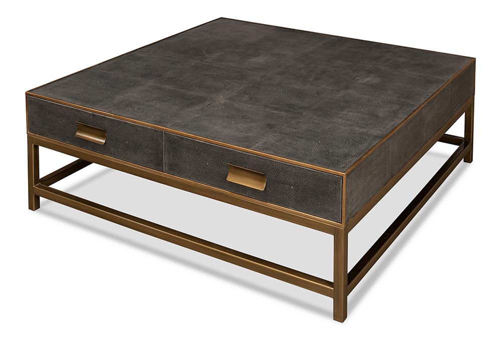 Sarreid Ltd - Gideon Shagreen Sq.Coffee Table,Ant.Grey - 53552-1 veiw 11