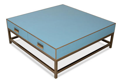 Sarreid Ltd - Gideon Shagreen Sq.Coffee Table, Blue - 54004-4 veiw 4