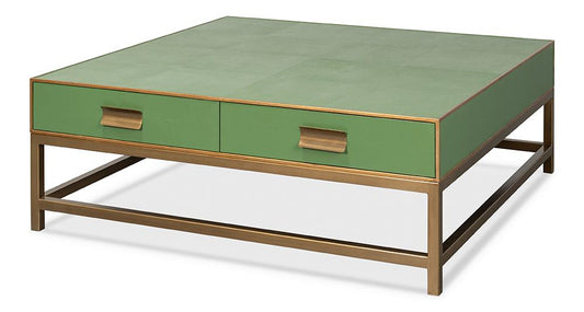 Sarreid Ltd - Gideon Shagreen Sq.Coffee Table, Watercress - 54004-3 veiw 1