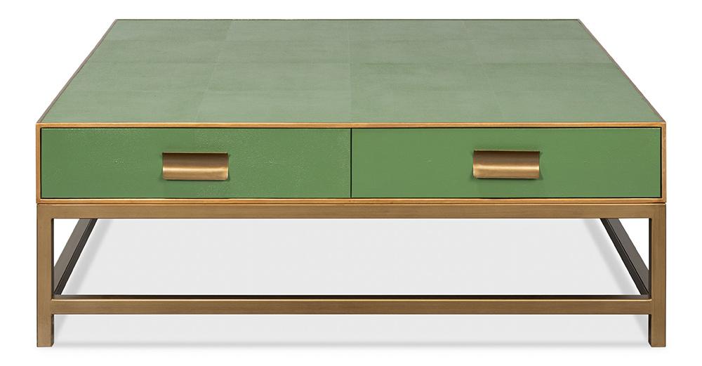 Sarreid Ltd - Gideon Shagreen Sq.Coffee Table, Watercress - 54004-3 veiw 2