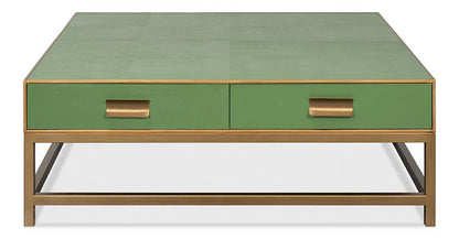 Sarreid Ltd - Gideon Shagreen Sq.Coffee Table, Watercress - 54004-3 veiw 2