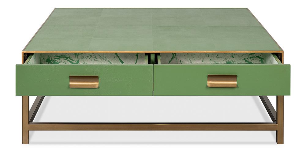 Sarreid Ltd - Gideon Shagreen Sq.Coffee Table, Watercress - 54004-3 veiw 3