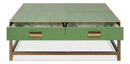 Sarreid Ltd - Gideon Shagreen Sq.Coffee Table, Watercress - 54004-3 veiw 3
