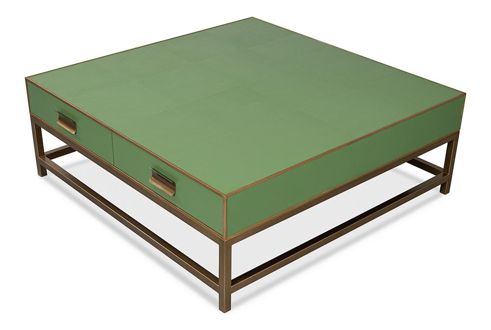 Sarreid Ltd - Gideon Shagreen Sq.Coffee Table, Watercress - 54004-3 veiw 4