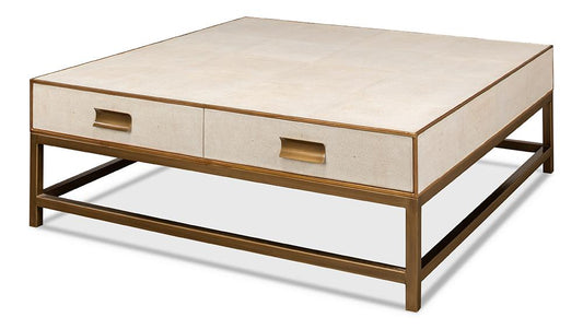 Sarreid Ltd - Gideon Shagreen Sq.Coffee Table, White - 53552-4 veiw 1