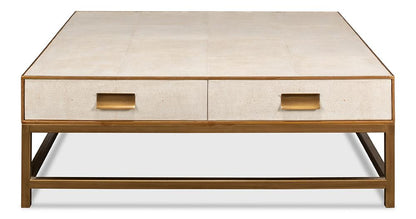 Sarreid Ltd - Gideon Shagreen Sq.Coffee Table, White - 53552-4 veiw 2