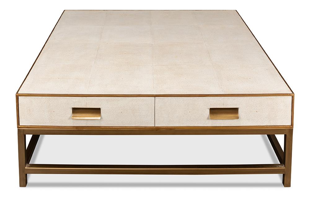Sarreid Ltd - Gideon Shagreen Sq.Coffee Table, White - 53552-4 veiw 5