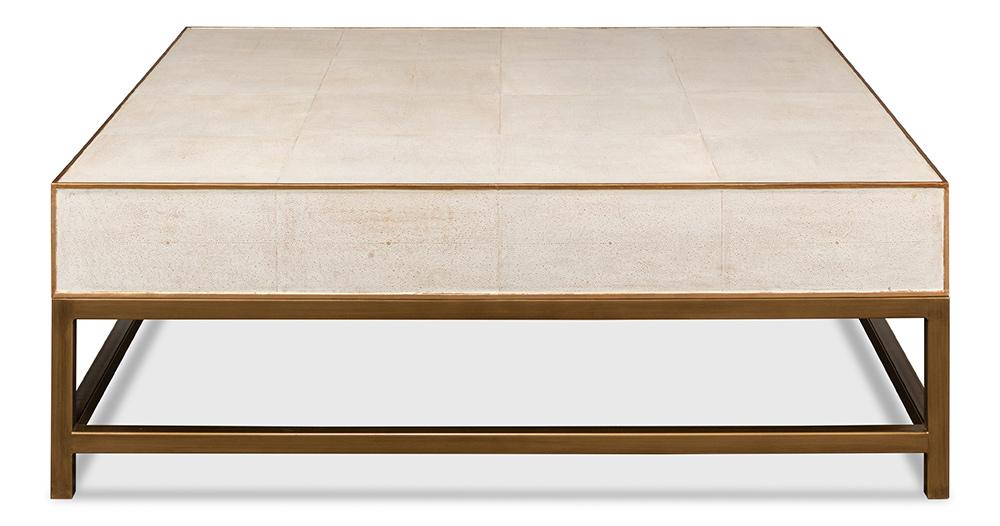 Sarreid Ltd - Gideon Shagreen Sq.Coffee Table, White - 53552-4 veiw 7