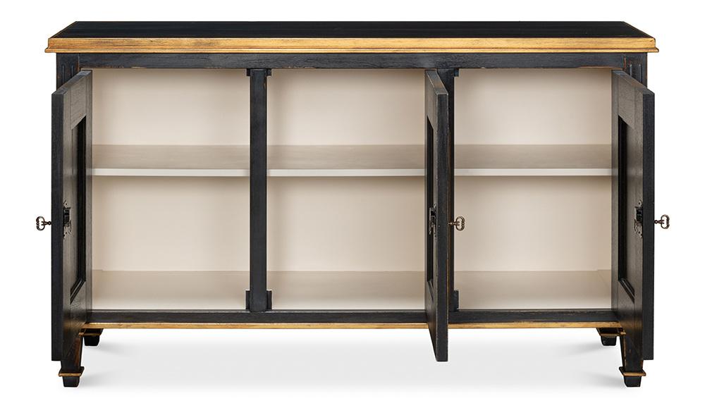 Sarreid Ltd - Louis Xvi Buffet,Powder Black W/Gold - R059-20 veiw 3